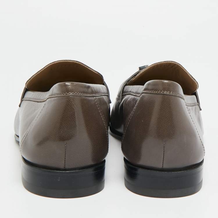 Pre Owned Hermes  H Logo Paris Size 42.5 Brown Leather Loafers