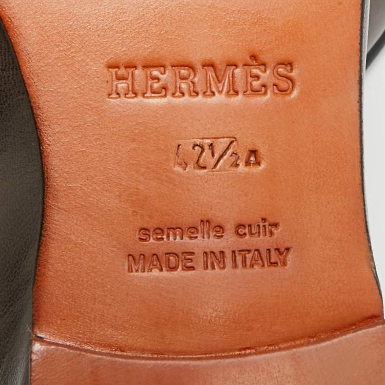 Pre Owned Hermes  H Logo Paris Size 42.5 Brown Leather Loafers