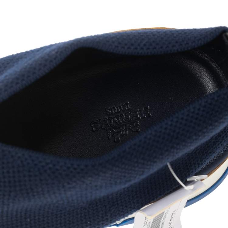 مملوكة مسبقًا Hermés Navy Blue Knit Fabric Tokyo Slip-On Sneakers Size 44