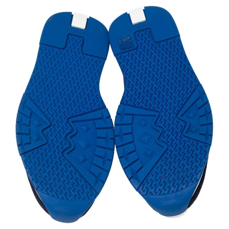 مملوكة مسبقًا Hermés Navy Blue Knit Fabric Tokyo Slip-On Sneakers Size 44