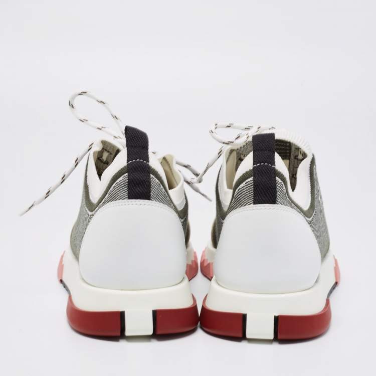 Pre Owned Hermes Multicolor Fabric and Leather Addict Sneakers Size 40