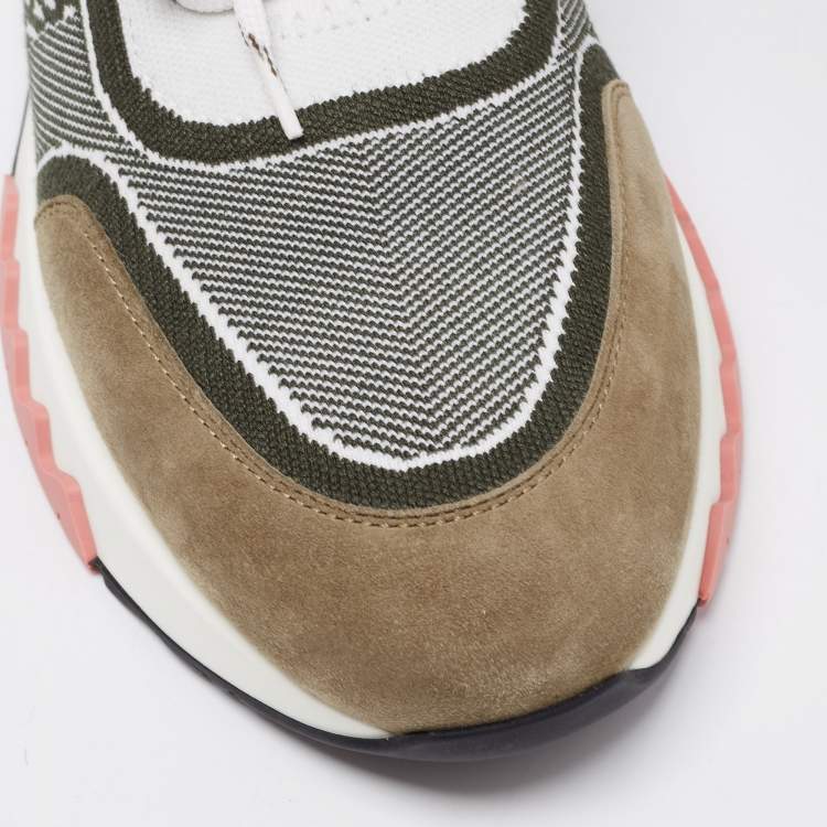 Pre Owned Hermes Multicolor Fabric and Leather Addict Sneakers Size 40