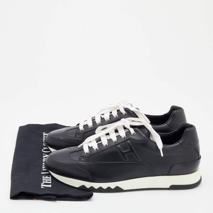 Pre Owned Hermès Black Leather Trail Low Top Sneakers Size 43.5