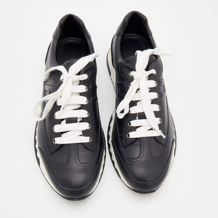 Pre Owned Hermès Black Leather Trail Low Top Sneakers Size 43.5
