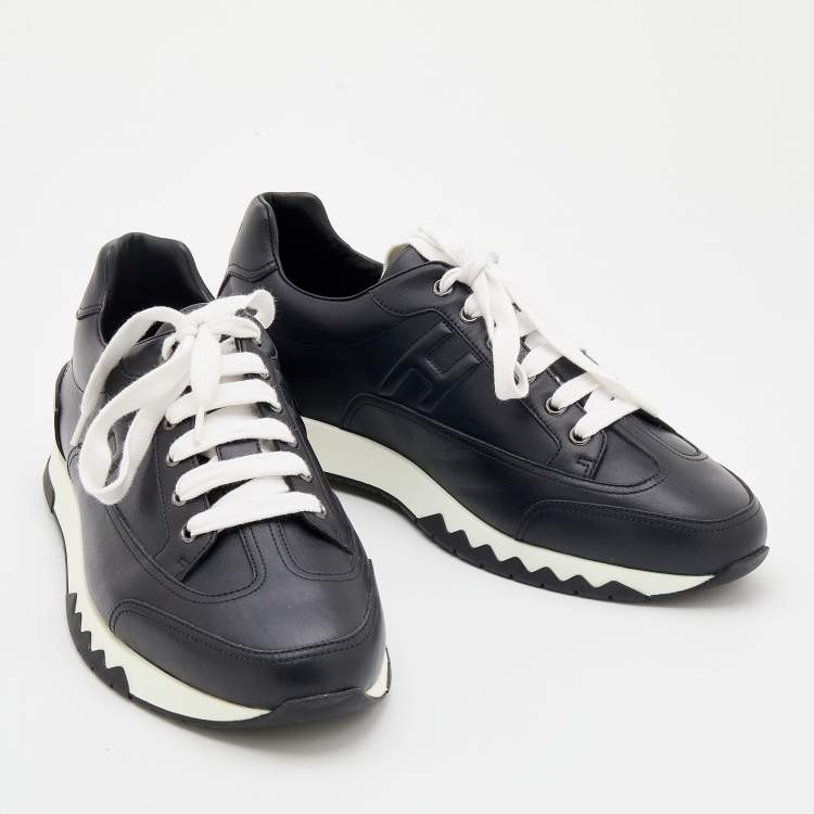 Pre Owned Hermès Black Leather Trail Low Top Sneakers Size 43.5