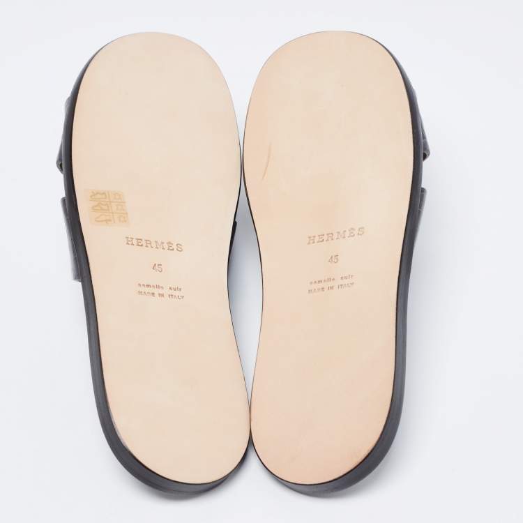 Pre Owned Hermès Grey Crocodile Leather Izmir Flats Size 45