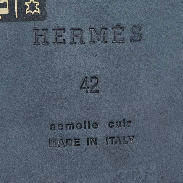 Pre Owned Hermes Blue Leather Izmir Flat Sandals Size 42