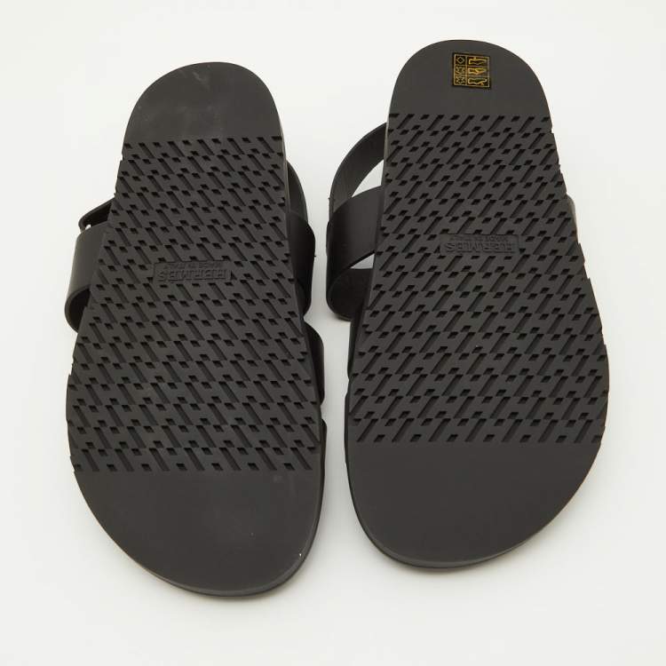 Pre Owned Hermes Black Leather Genius Sandals Size 41.5