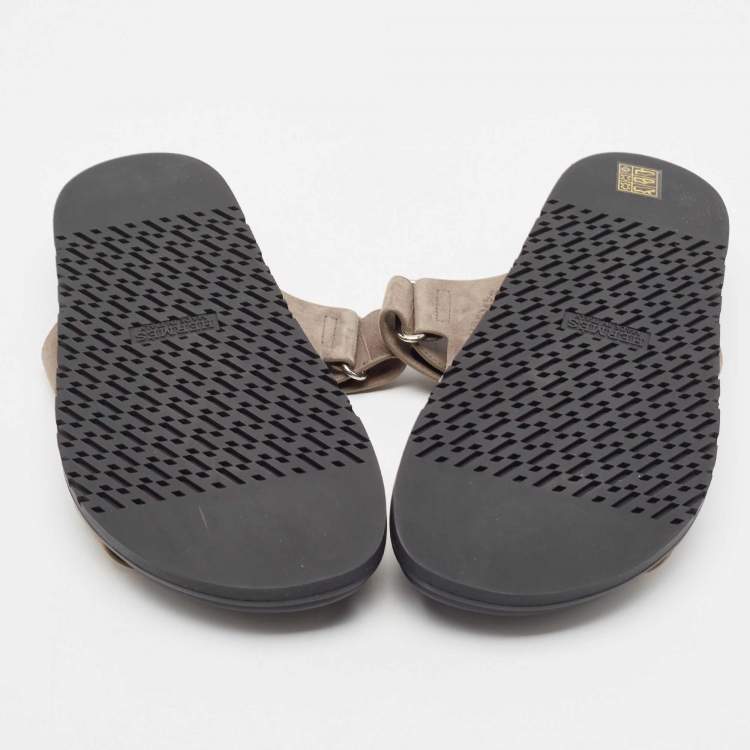 Pre Owned Hermes Grey Suede Chypre Sandals Size 42.5 