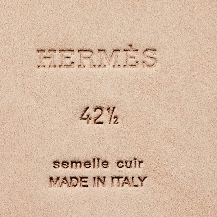Pre Owned Hermes Navy Blue Leather Izmir Slides Size 42.5 
