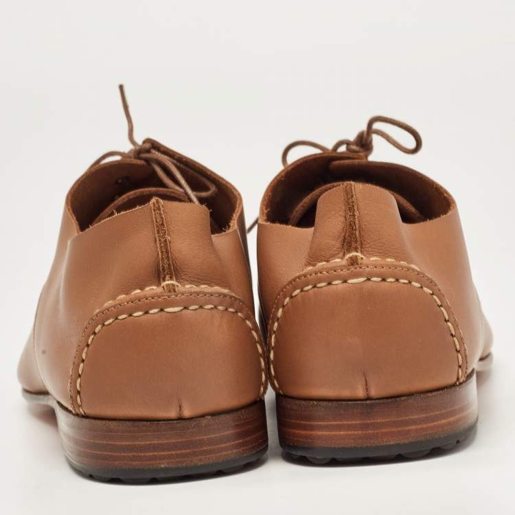 Pre Owned Hermes Brown Leather Kent Derby Size 44.5