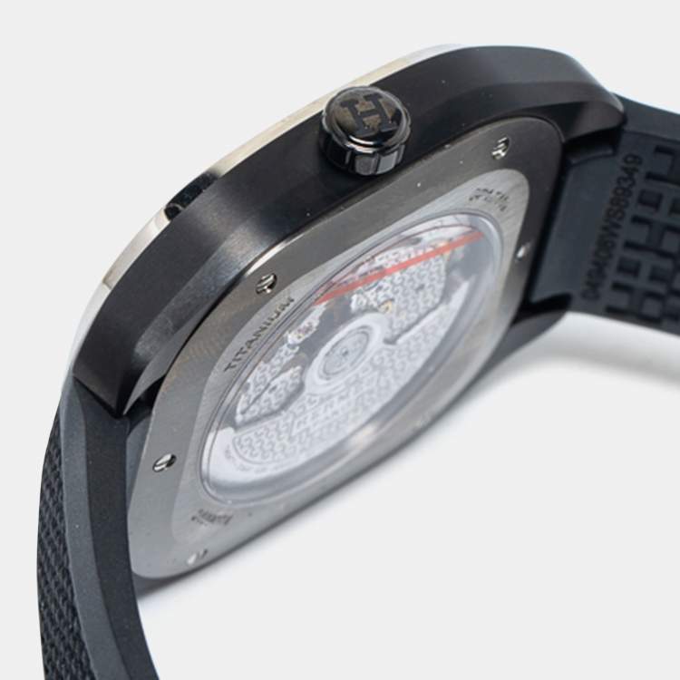 Pre Owned Hermes Grey Titanium Rubber H08 SP1.471 Men's Wristwatch 39 mm