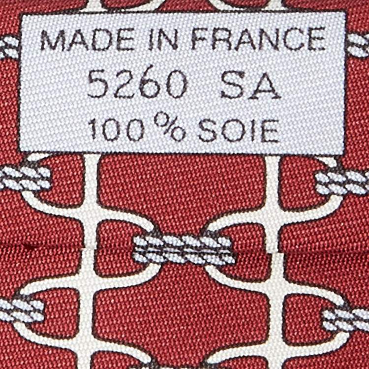 مملوكة مسبقًا Hermes Red Stirrup Print Silk Classic Tie