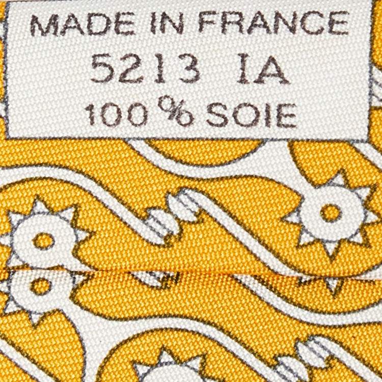 Pre Owned Hermes Yellow Printed Silk Traditional Tie