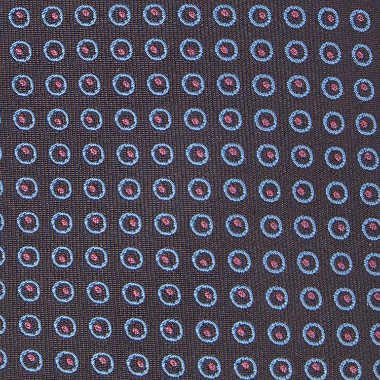 Pre Owned Hermes Brown/Blue Circle Pattern Silk Tie