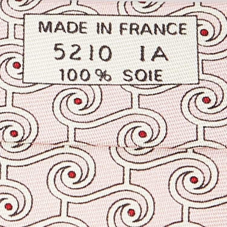 Pre Owned Hermès Light Pink Geometric Print Silk Traditional Tie