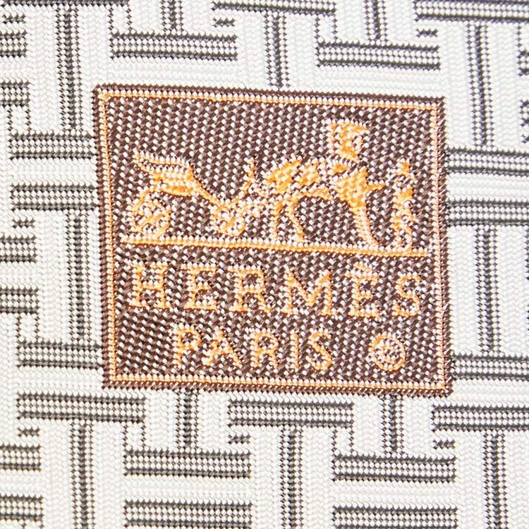 Pre Owned Hermès Monochrome Interlace Pattern Silk Tie