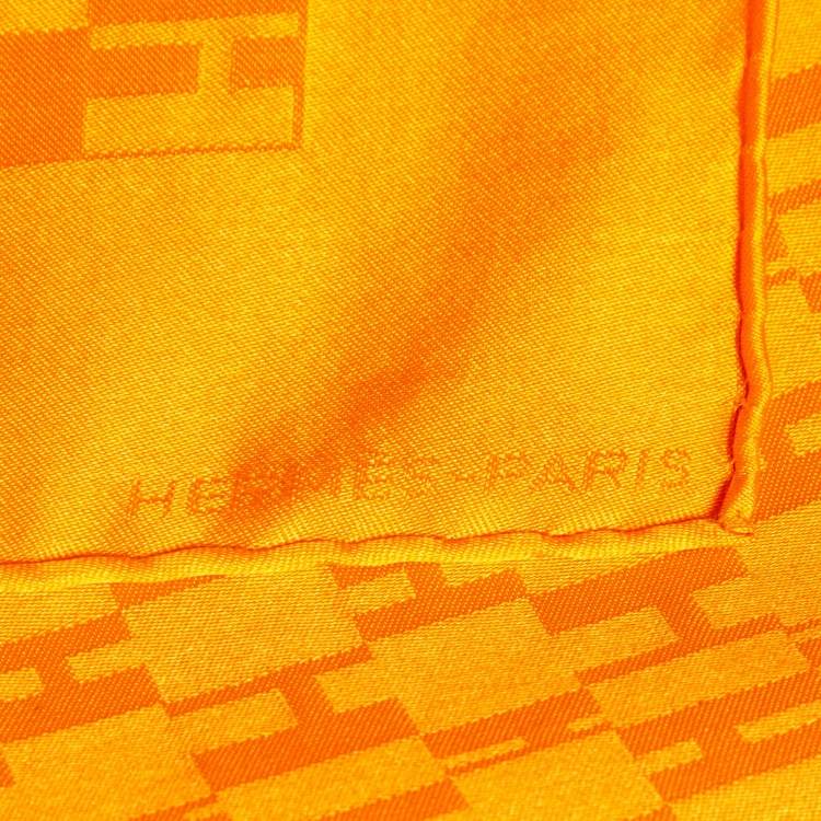 Pre Owned Hermès Orange Silk Petit Gavroche Handkerchief 