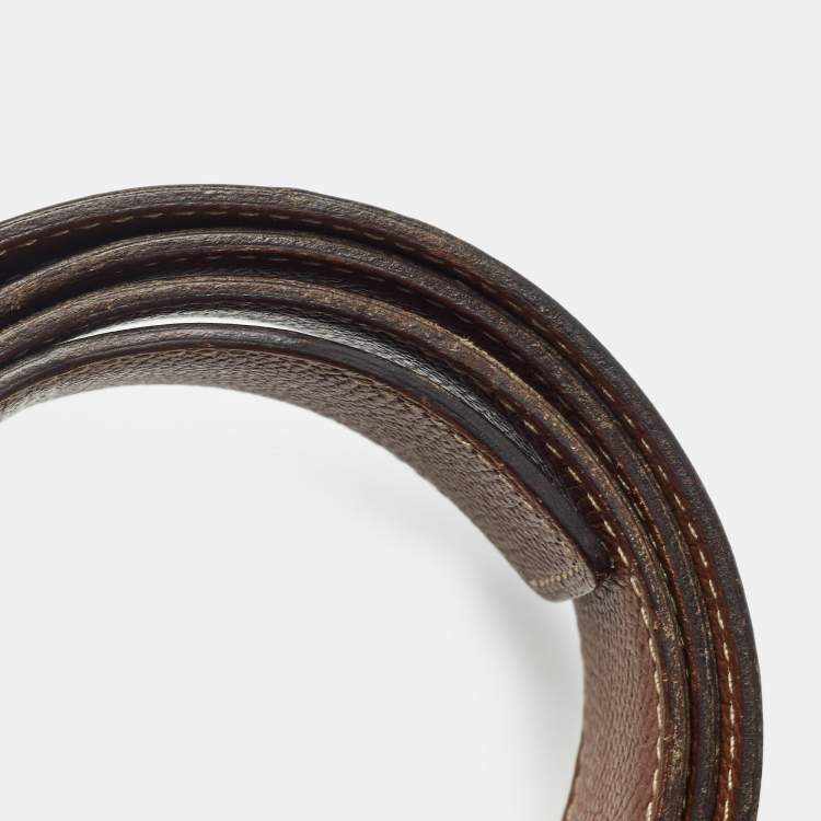 Pre Owned Hermes Black/Gold Swift and Epsom Leather Constance H Reversible Belt 95CM