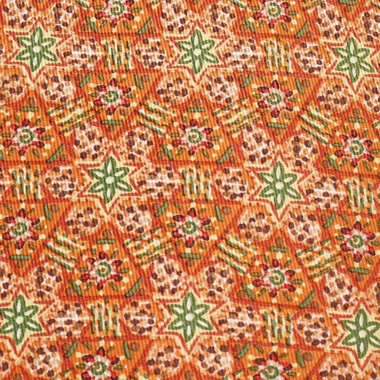 Pre Owned Hermès Orange France Star Print Silk Traditional Tie