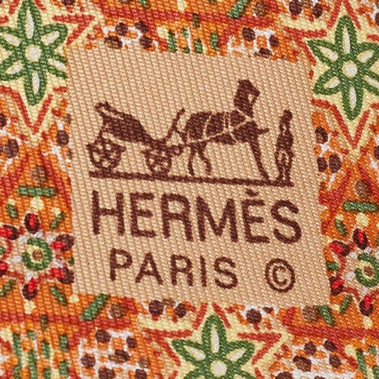 Pre Owned Hermès Orange France Star Print Silk Traditional Tie