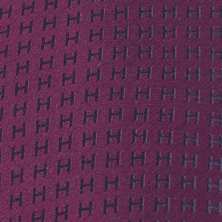 Pre Owned Hermès Purple H patterned Jacquard Silk Tie 