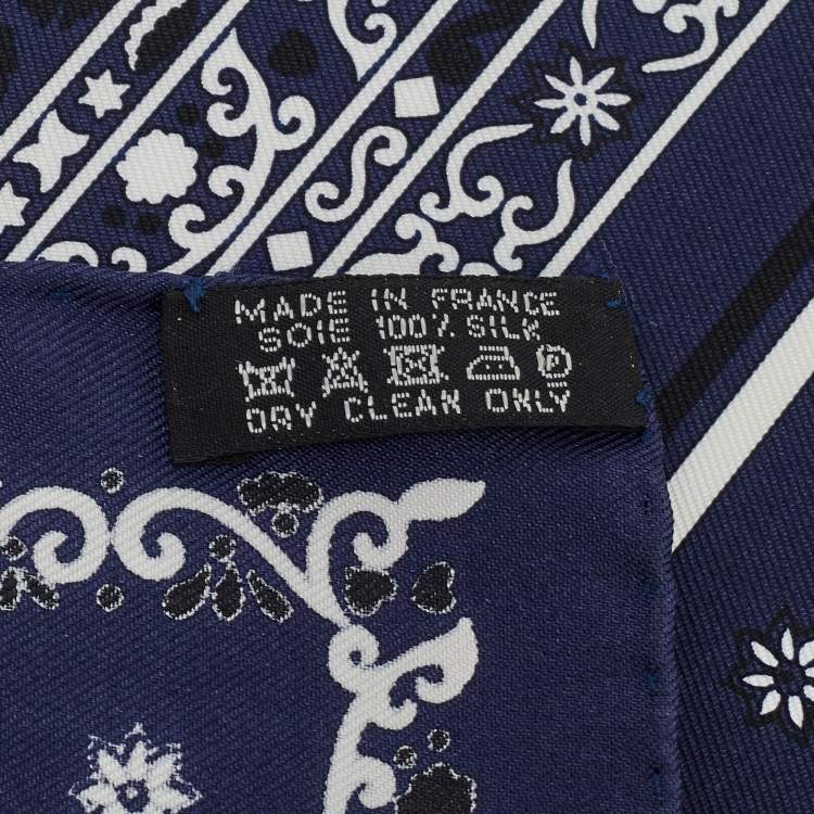 Pre Owned Hermes Blue Peuple du Vent Silk Bandana Scarf