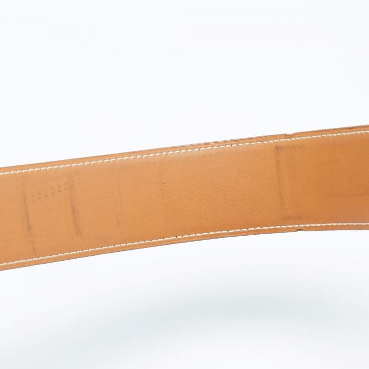 Pre Owned Hermes Noir/Natural Chamonix and Swift Leather Constance Reversible Belt 90 CM