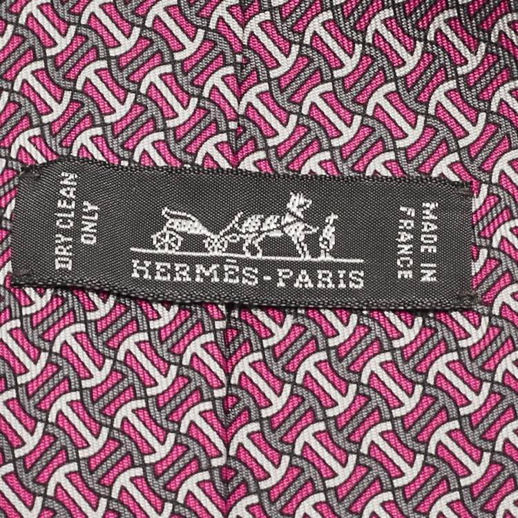 مملوكة مسبقًا Hermes Purple/Grey H Logo Print Silk Classic Tie