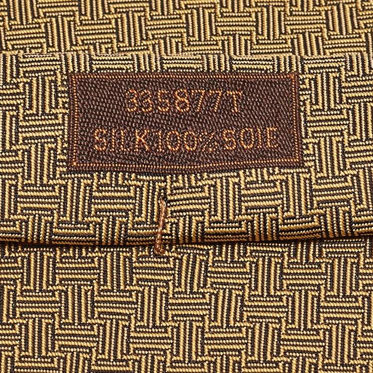مملوكة مسبقًا Hermès Yellow Terre D'H Silk Tie