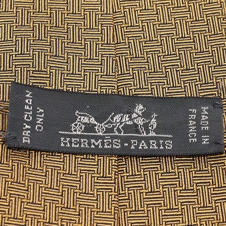مملوكة مسبقًا Hermès Yellow Terre D'H Silk Tie