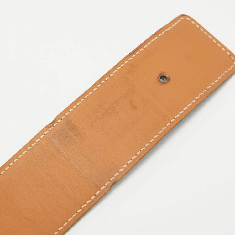 Pre Owned Hermes Noir/Gold Chamonix and Box Leather Constance Reversible Belt 95 CM