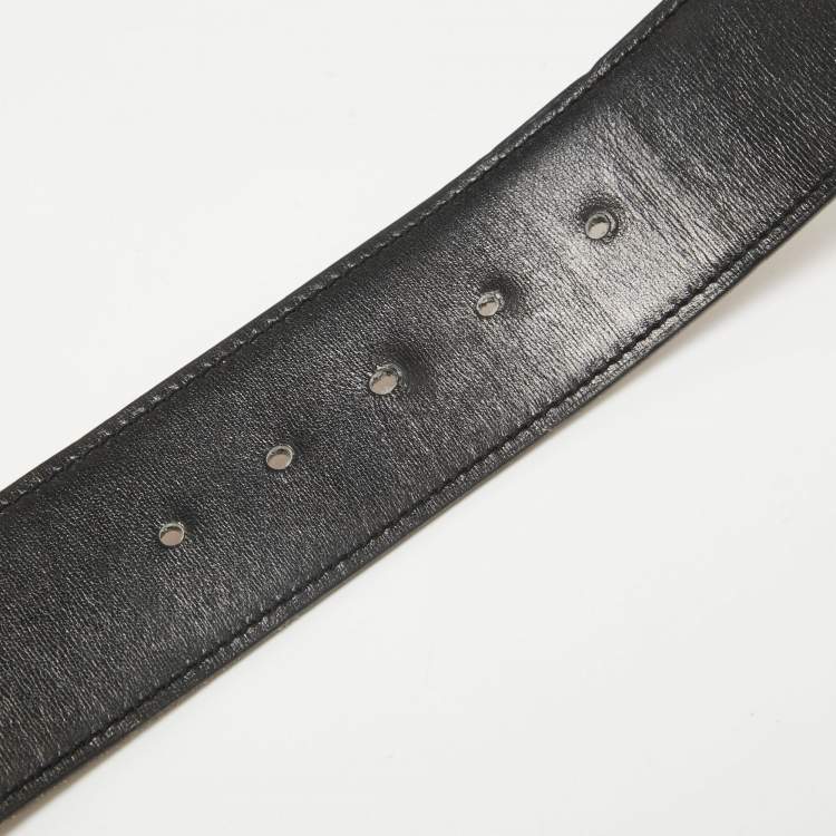 Pre Owned Hermes Noir/Gold Chamonix and Box Leather Constance Reversible Belt 95 CM