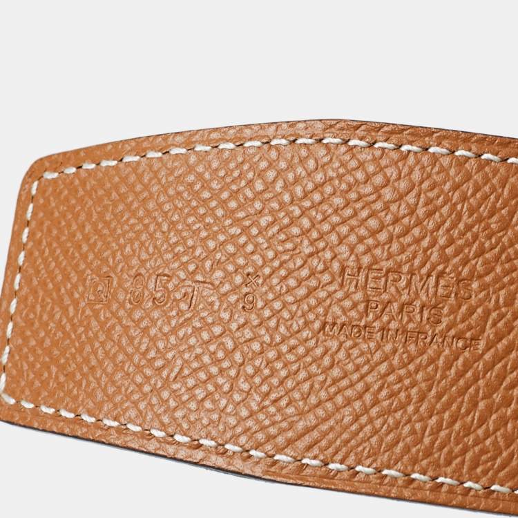 Pre Owned Hermes Gold/Orange Epsom Leather Constance Reversible Belt 85 CM