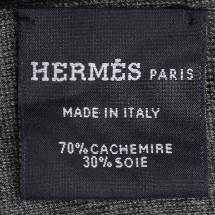 Pre Owned Hermès Black/Grey Cashmere and Silk Muffler