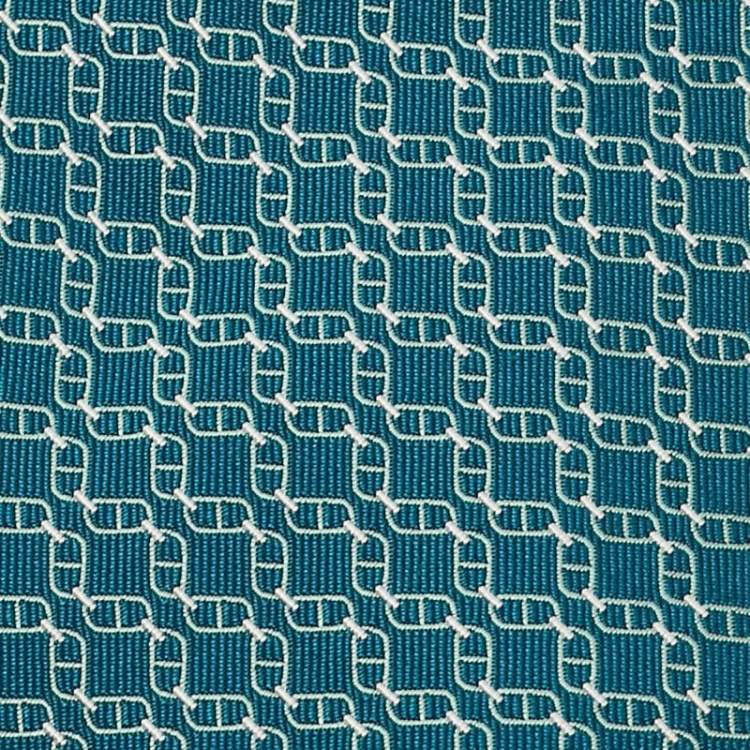 Pre Owned Hermes Blue Patterned Silk Chaine d'Ancre Neck Tie