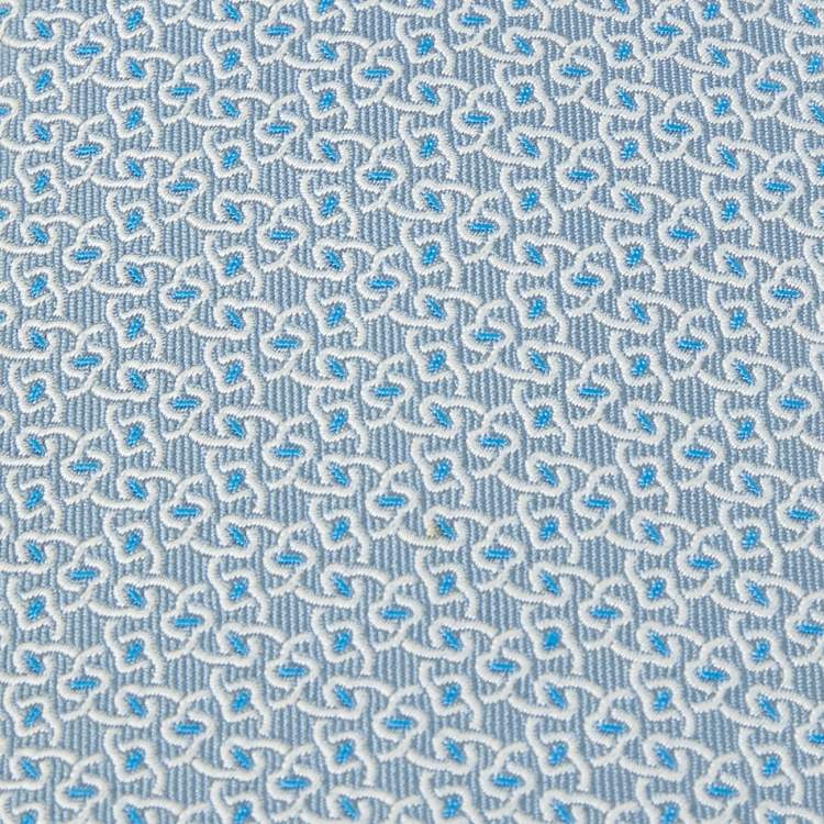 Pre Owned Hermes Blue Patterned Silk Classic Tie