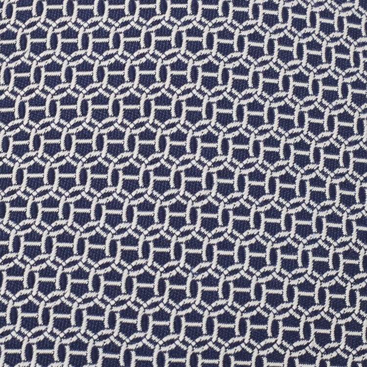 Pre Owned Hermes Blue Patterned Lourde Silk Tie 