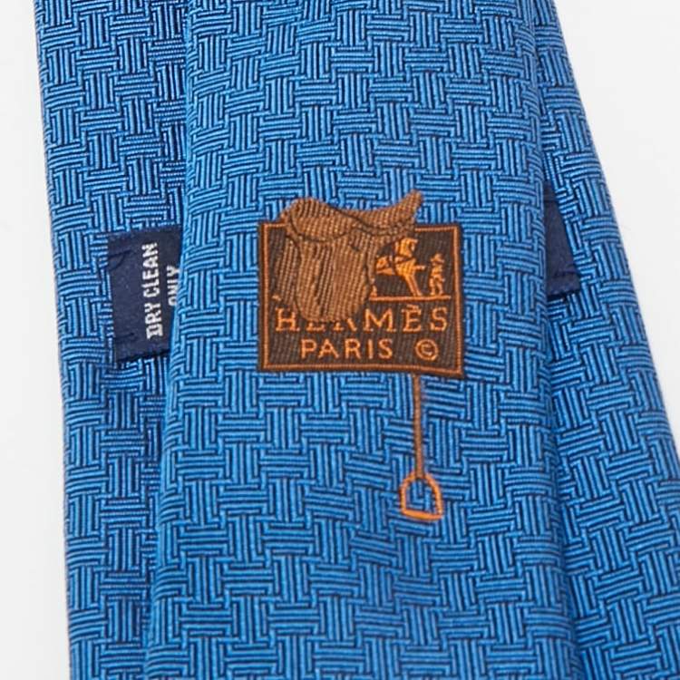 مملوكة مسبقًا Hermes Blue Silk Terre d'H Tie 