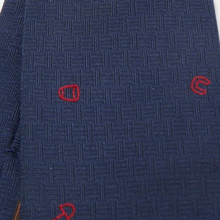 Pre Owned Hermes Navy Blue Silk Pluie Equestre Tie