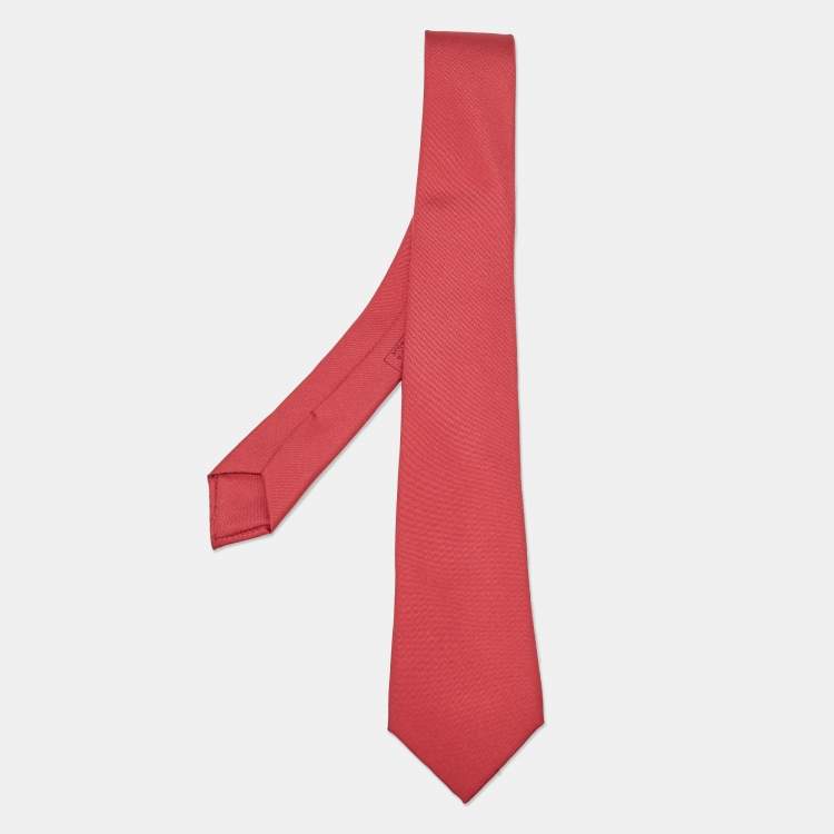 Pre Owned Hermès Red Silk Slim Tie