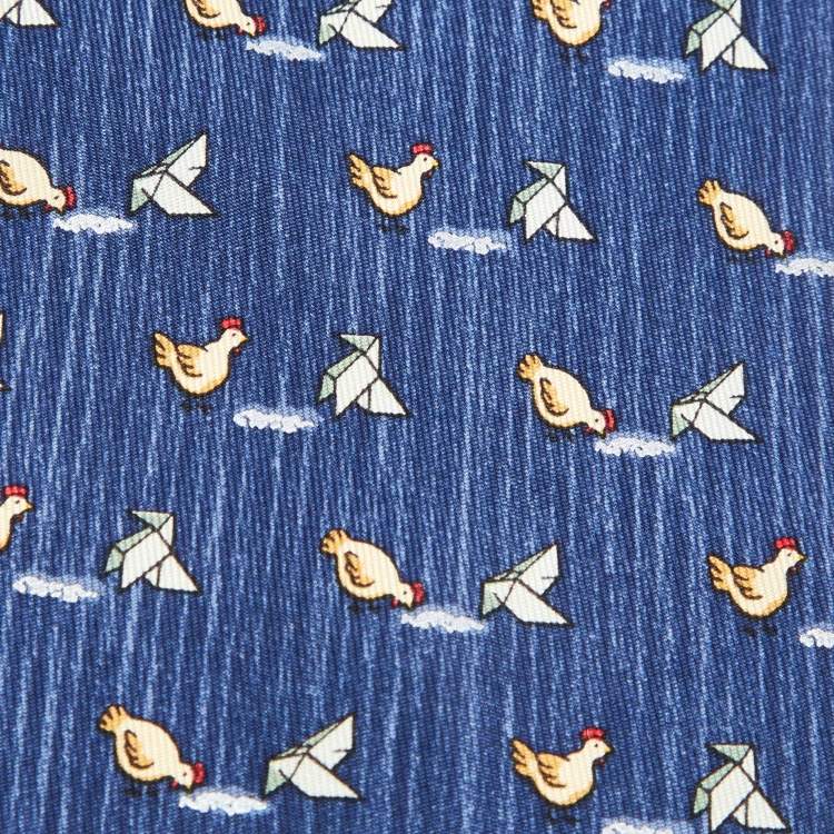 Pre Owned Hermès Multicolor Umbrella Print Silk Classic Tie