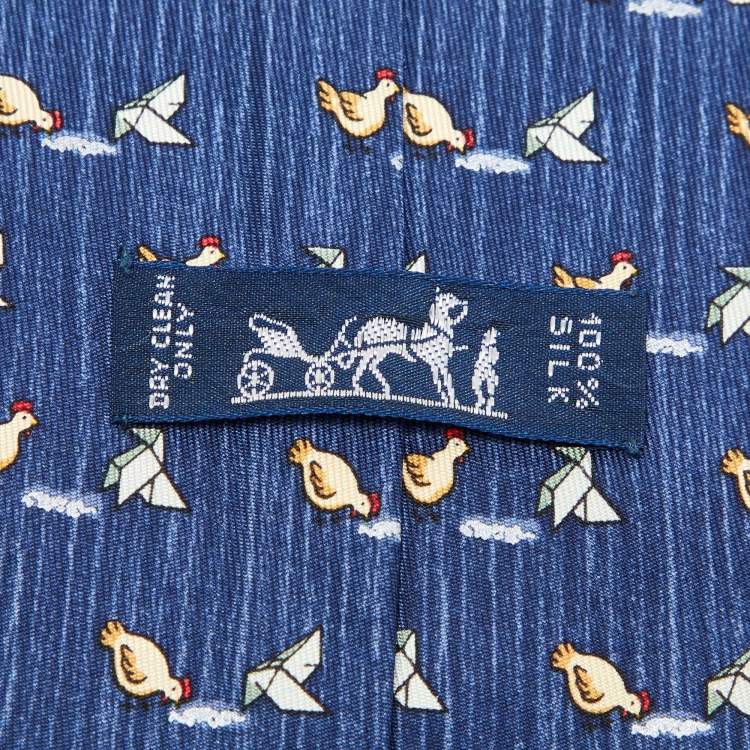 Pre Owned Hermès Multicolor Umbrella Print Silk Classic Tie