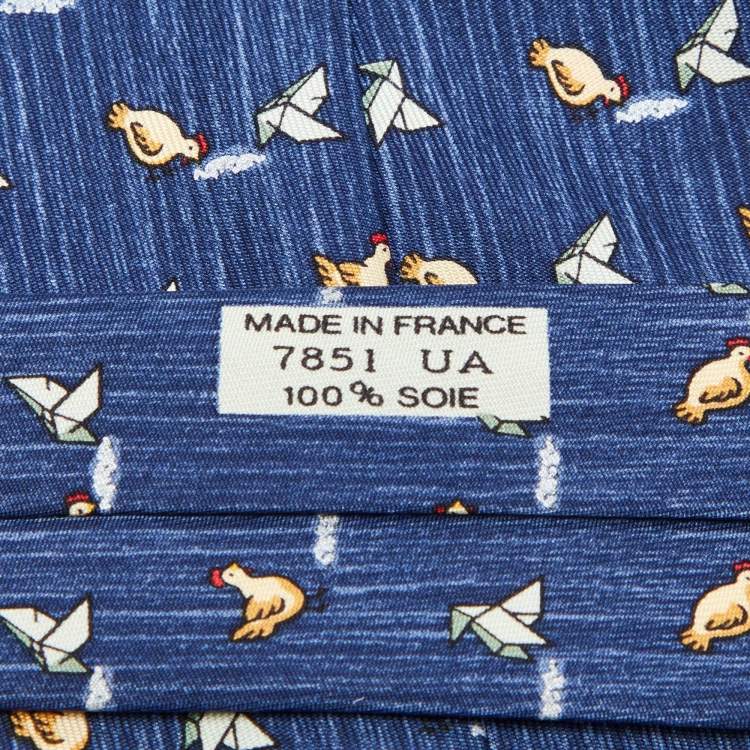 Pre Owned Hermès Multicolor Umbrella Print Silk Classic Tie