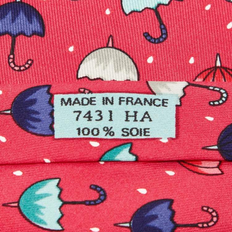 Pre Owned Hermès Multicolor Umbrella Print Silk Classic Tie
