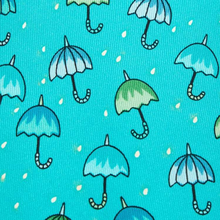 Pre Owned Hermès Multicolor Umbrella Print Silk Classic Tie