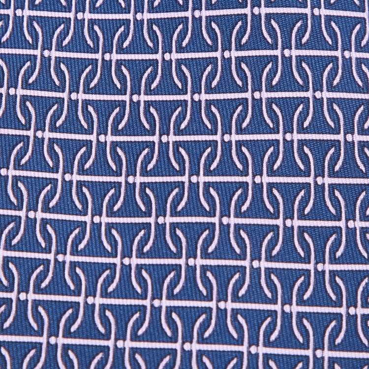 Pre Owned Hermès Blue/Purple Patterned Silk Classic Tie