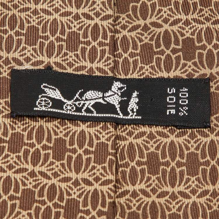 Pre Owned Hermès Brown Patterned Silk Classic Tie