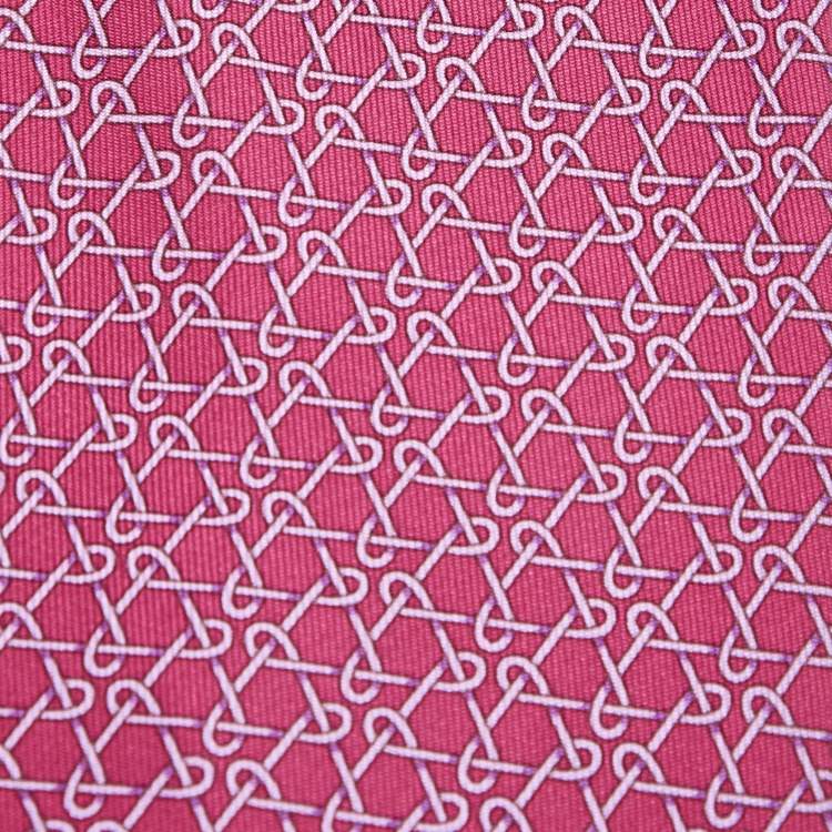 Pre Owned Hermès Pink Patterned Silk Classic Tie