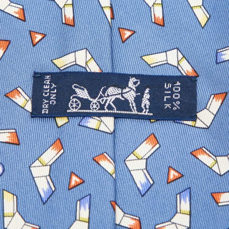 مملوكة مسبقًا Hermès Multicolor Boomerang Print Silk Classic Tie
